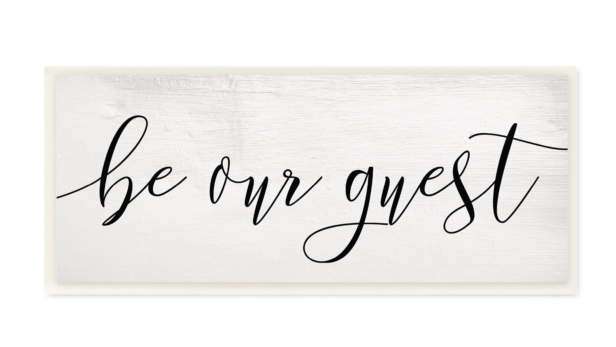 The Stupell Home Decor Collection Be Our Guest Script White Wood Look Typography Wall Plaque Art, 7 x 0.5 x 17