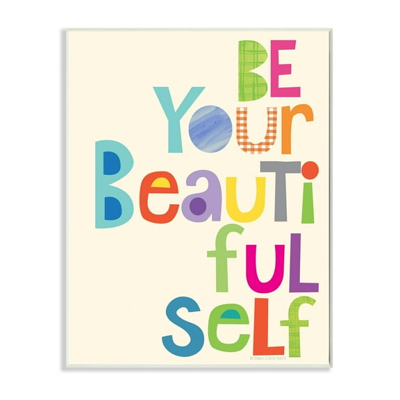 The Stupell Home Decor Collection Be Your Beautiful Self Patchwork Wall Plaque Art