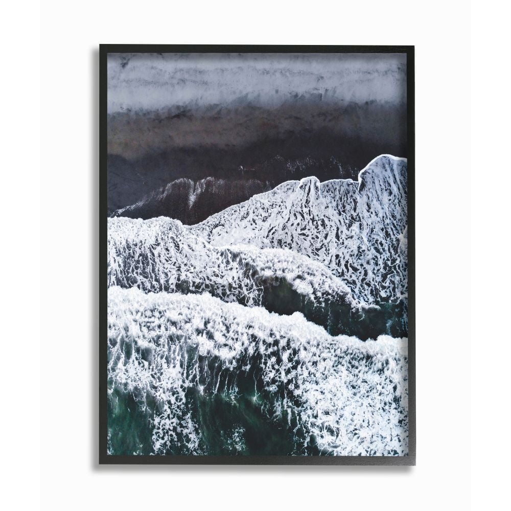 The Stupell Home Decor Collection Beach Ocean Waves Landscape Photography Framed Giclee Texturized Art
