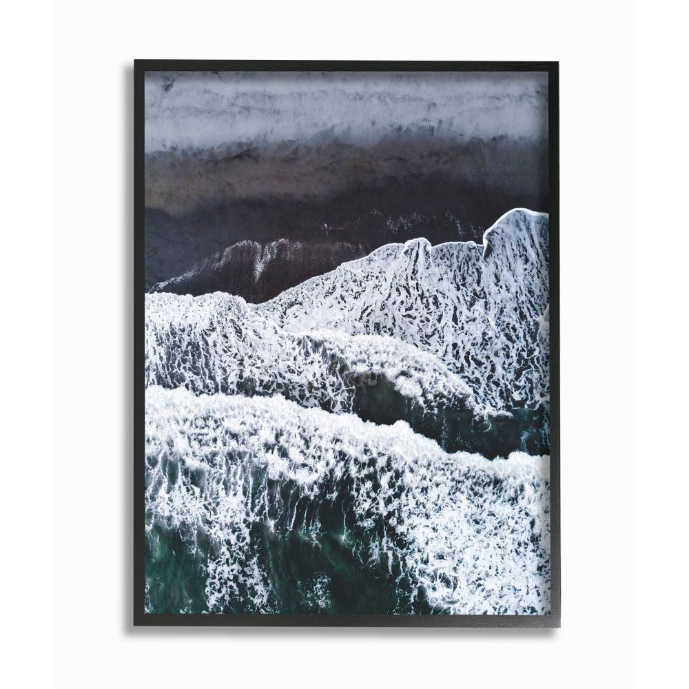 The Stupell Home Decor Collection Beach Ocean Waves Landscape Photography Framed Giclee Texturized Art