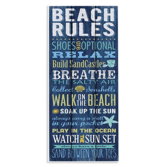Stupell Industries Coastal Beach Rules Relax Breathe Wall Plaque Art, 7 x 17, by Stephanie Workman Marrott