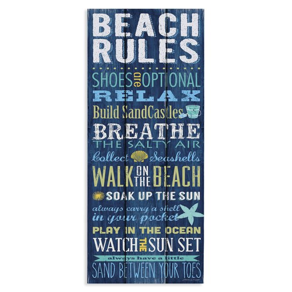 Stupell Industries Coastal Beach Rules Relax Breathe Canvas Art, 10 x 24, by Stephanie Workman Marrott