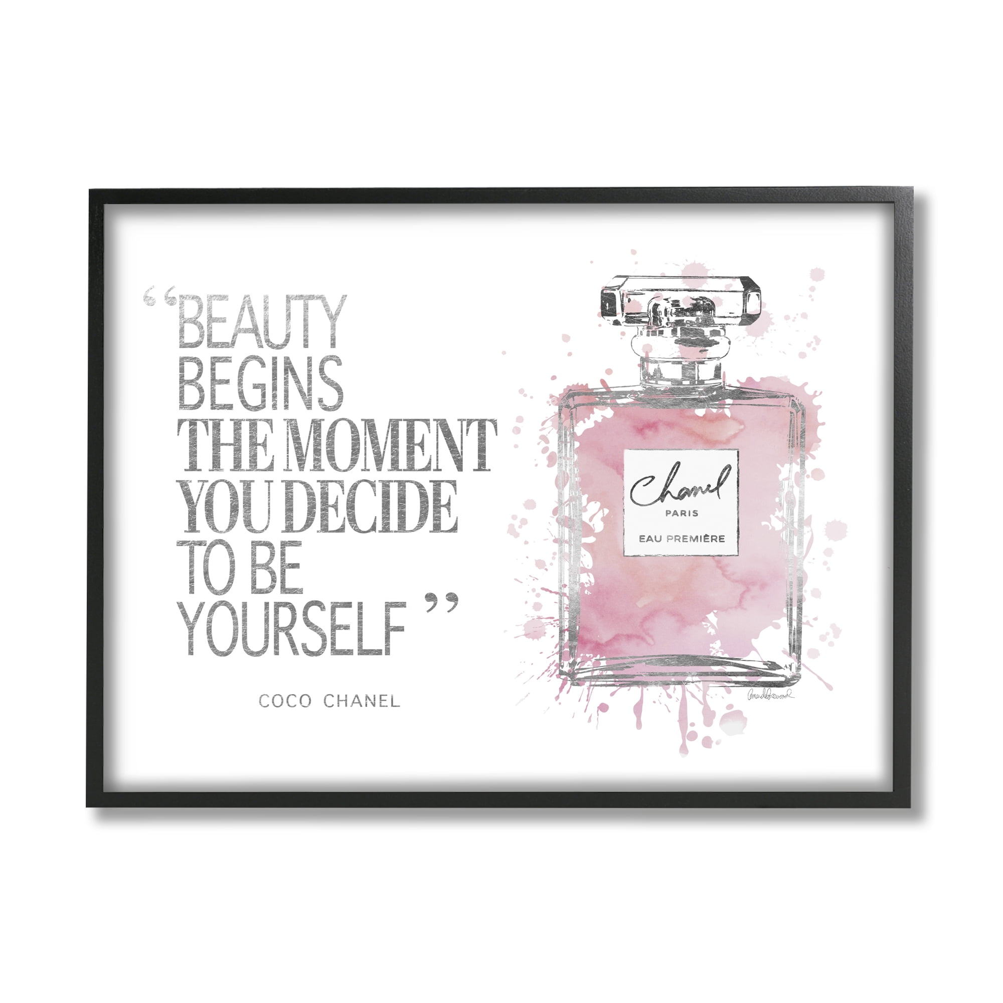 The Stupell Home Decor Collection Beauty Begins Fashion Perfume Framed Giclee Texturized Art, 11 x 1.5 x 14