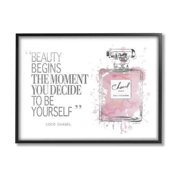 The Stupell Home Decor Collection Beauty Begins Fashion Perfume Framed Giclee Texturized Art, 11 x 1.5 x 14