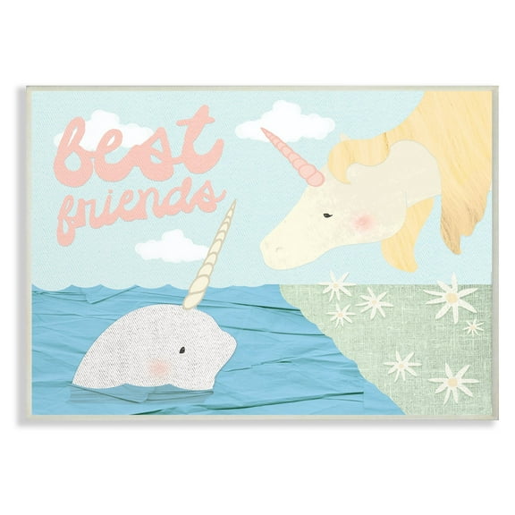 The Stupell Home Decor Collection Best Friends Narwhal and Unicorn Collage Wall Art