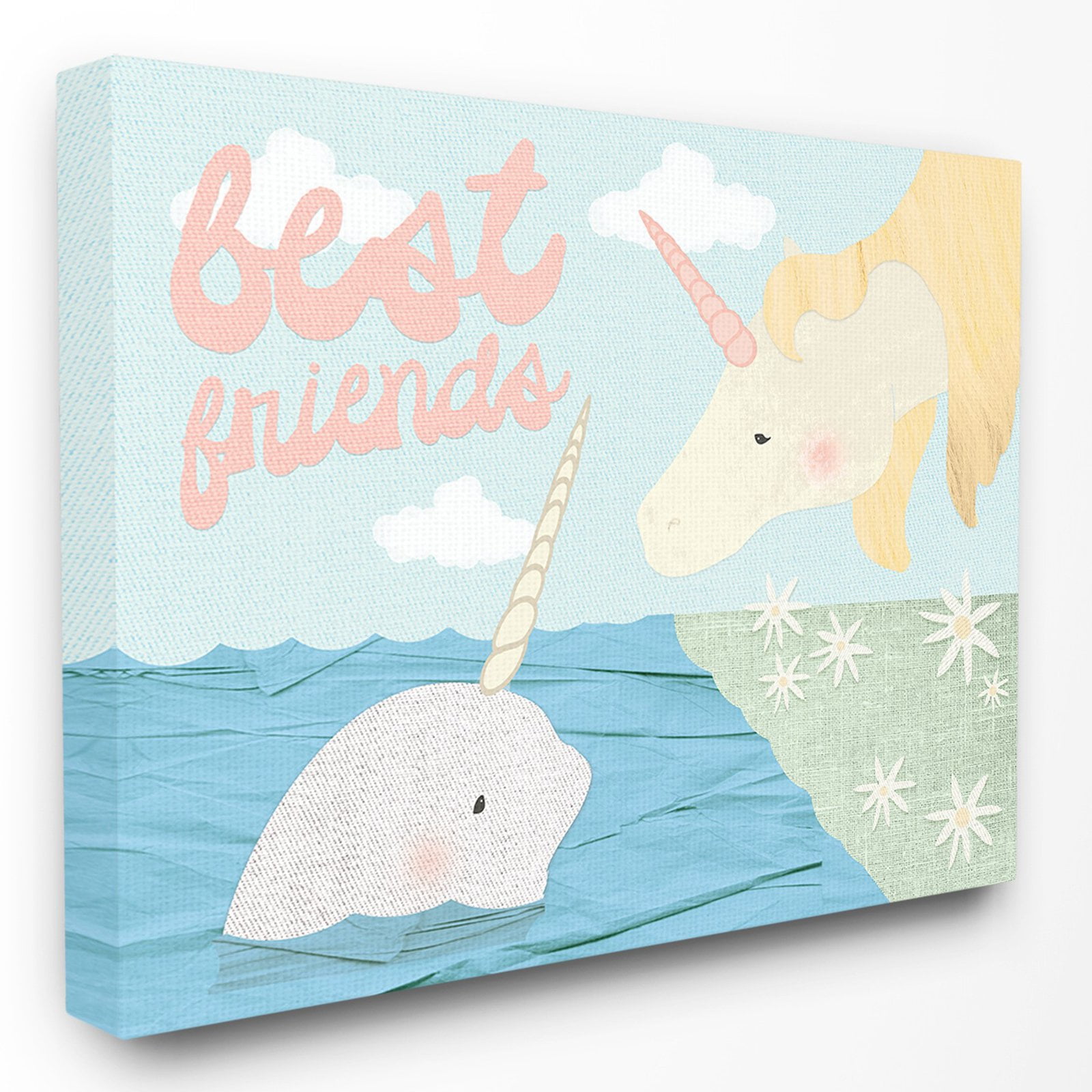 The Kids Room by Stupell Best Friends Narwhal and Unicorn Collage Stretched Canvas Wall Art, 30 x 1.5 x 40
