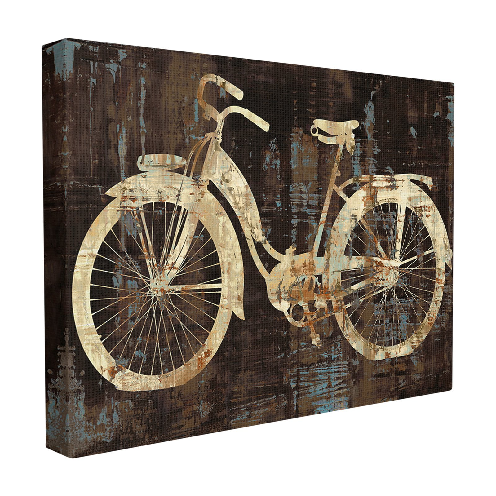 The Stupell Home Decor Collection Black Tan and Blue Distressed Bicycle Silhouette XXL Stretched Canvas Wall Art, 30 x 1.5 x 40