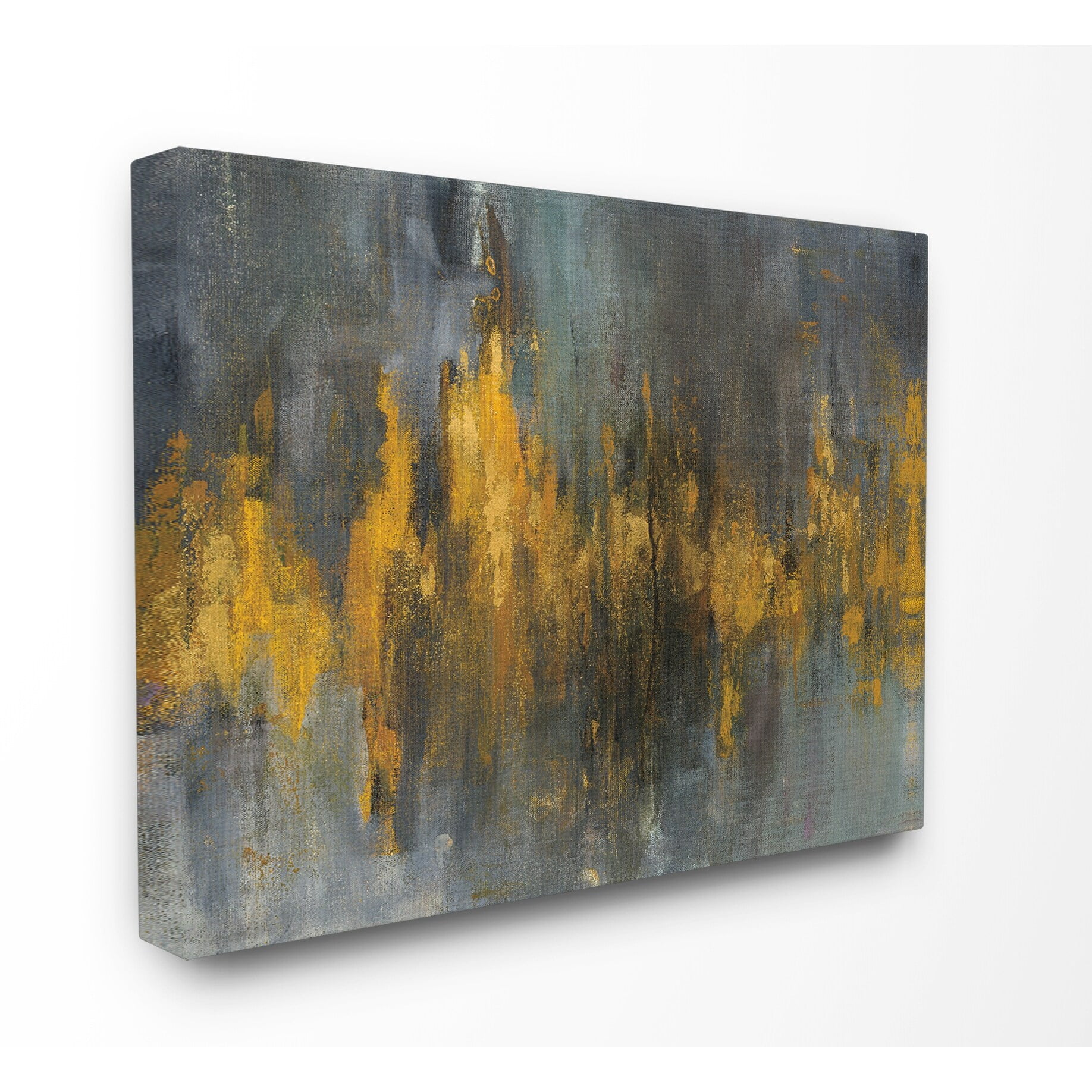 The Stupell Home Decor Collection Black and Gold Abstract Fire Canvas Wall Art