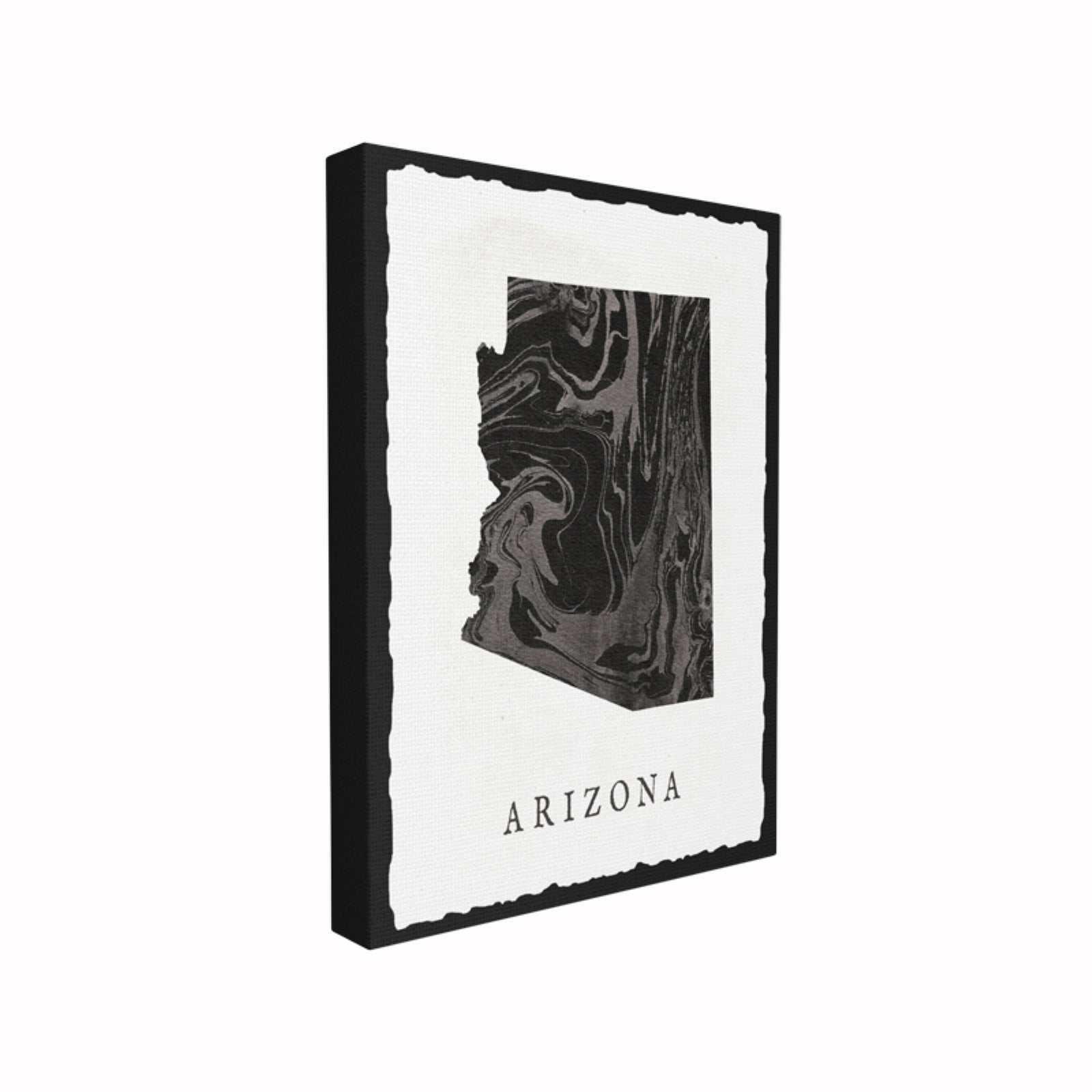 The Stupell Home Decor Collection Black and Grey Marbled Paper Arizona State Silhouette Oversized Stretched Canvas Wall Art, 24 x 1.5 x 30