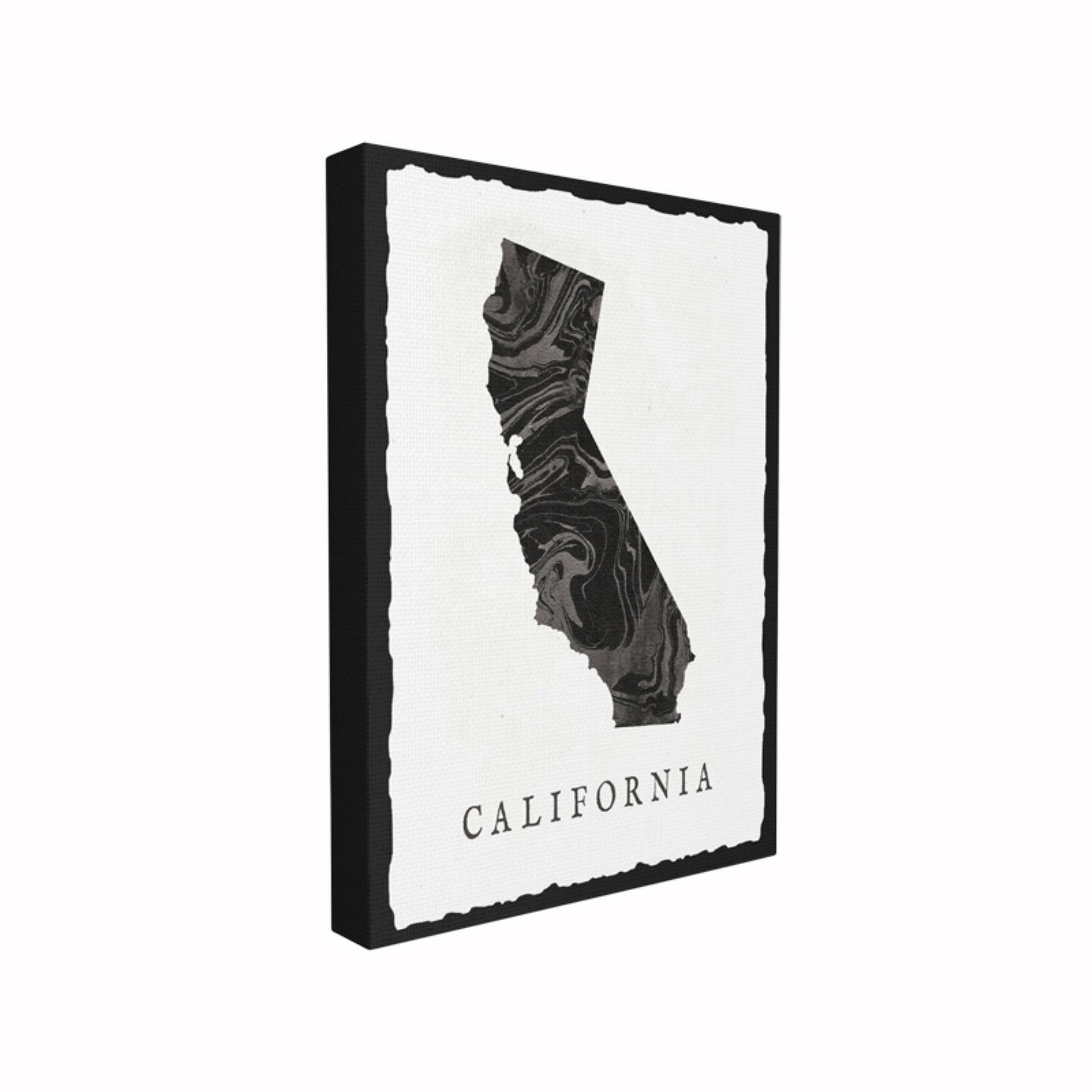 The Stupell Home Decor Collection Black and Grey Marbled Paper California State Silhouette Oversized Stretched Canvas Wall Art, 24 x 1.5 x 30