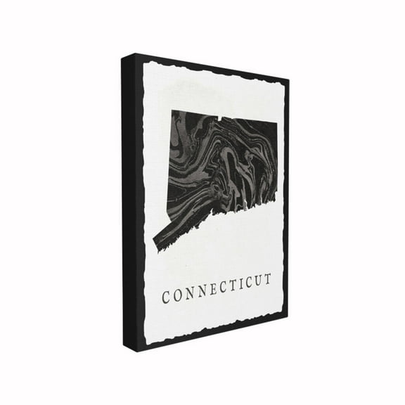 The Stupell Home Decor Collection Black and Grey Marbled Paper Connecticut State Silhouette Wall Plaque Art, 10 x 0.5 x 15