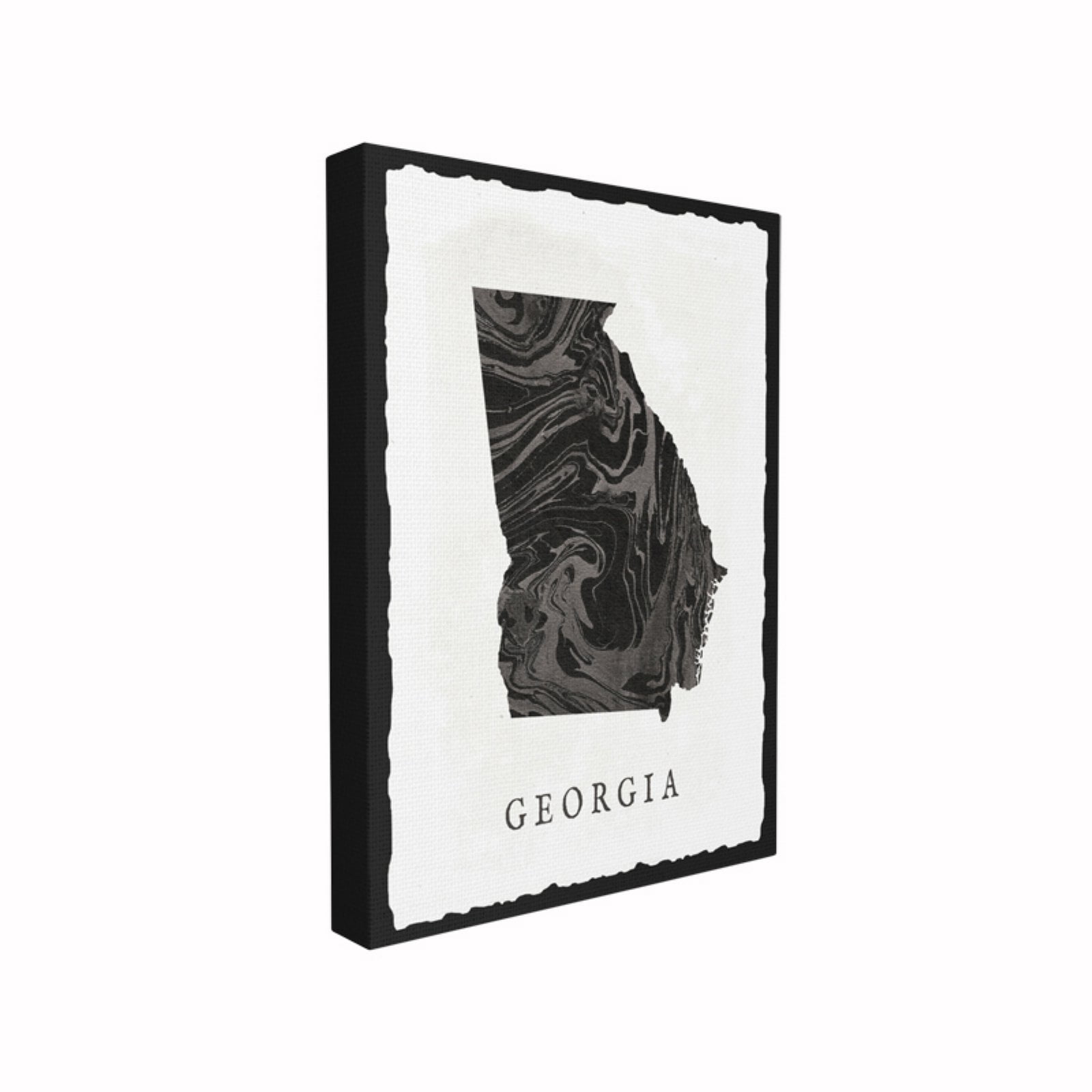 The Stupell Home Decor Collection Black and Grey Marbled Paper Georgia State Silhouette Framed Giclee Texturized Art, 11 x 1.5 x 14
