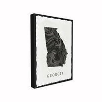 The Stupell Home Decor Collection Black and Grey Marbled Paper Georgia State Silhouette Stretched Canvas Wall Art, 16 x 1.5 x 20