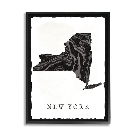 The Stupell Home Decor Collection Black and Grey Marbled Paper State Silhouette Framed Giclee Texturized Art, 11 x 1.5 x 14