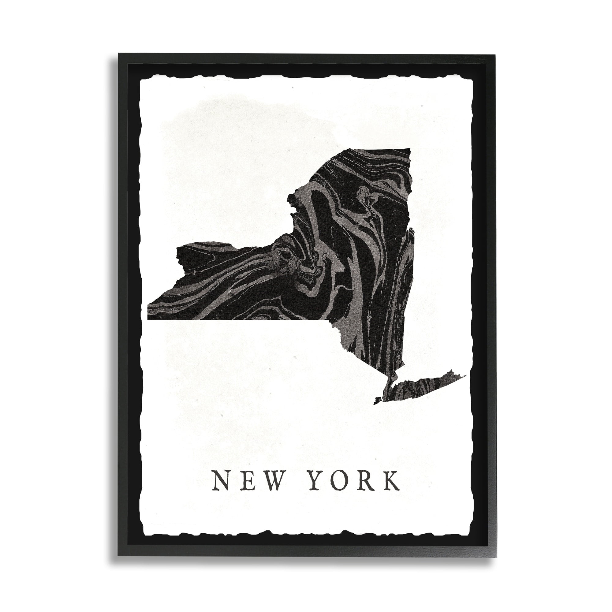 The Stupell Home Decor Collection Black and Grey Marbled Paper State Silhouette Oversized Framed Giclee Texturized Art, 16 x 1.5 x 20