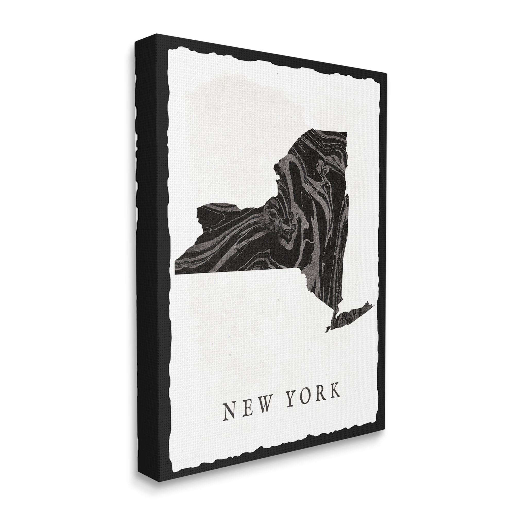 The Stupell Home Decor Collection Black and Grey Marbled Paper New York State Silhouette XXL Stretched Canvas Wall Art, 30 x 1.5 x 40