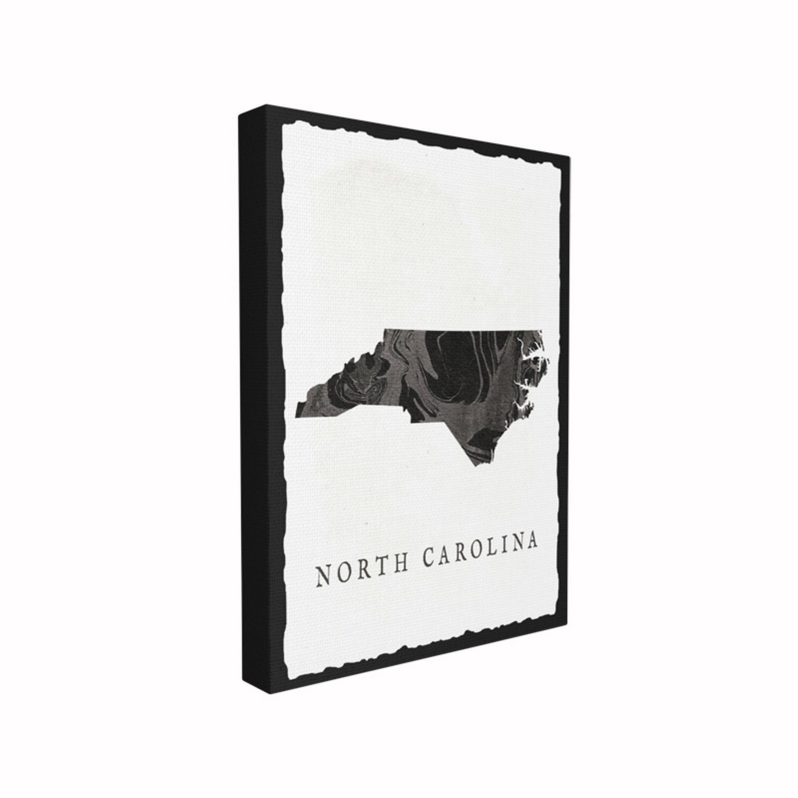 The Stupell Home Decor Collection Black and Grey Marbled Paper North Carolina State Silhouette Oversized Stretched Canvas Wall Art, 24 x 1.5 x 30