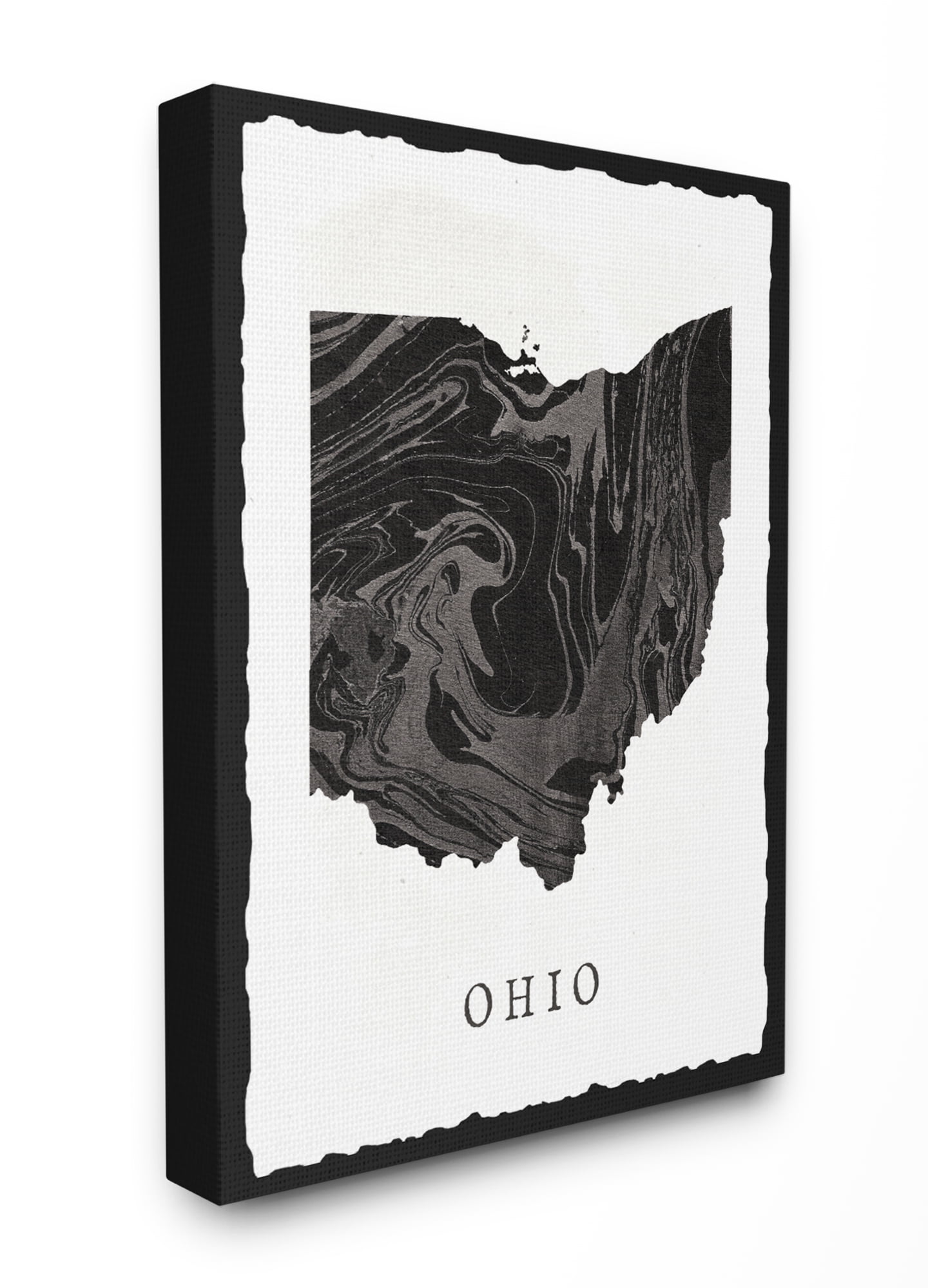 The Stupell Home Decor Collection Black and Grey Marbled Paper Ohio State Silhouette Oversized Stretched Canvas Wall Art, 24 x 1.5 x 30
