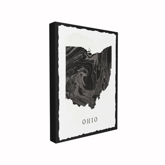 The Stupell Home Decor Collection Black and Grey Marbled Paper Ohio State Silhouette XXL Stretched Canvas Wall Art, 30 x 1.5 x 40