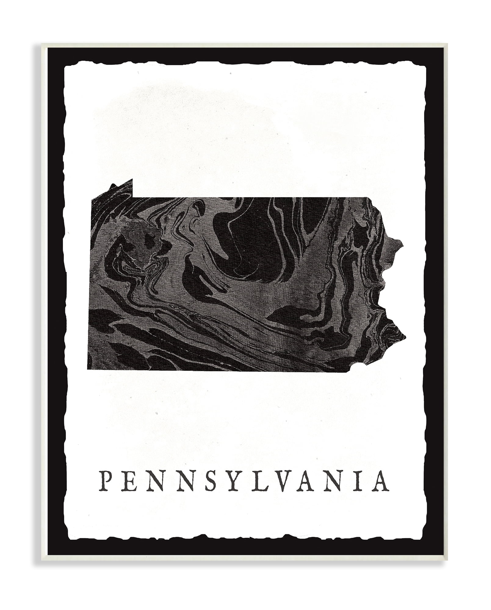 The Stupell Home Decor Collection Black and Grey Marbled Paper Pennsylvania State Silhouette Oversized Wall Plaque Art, 12.5 x 0.5 x 18.5