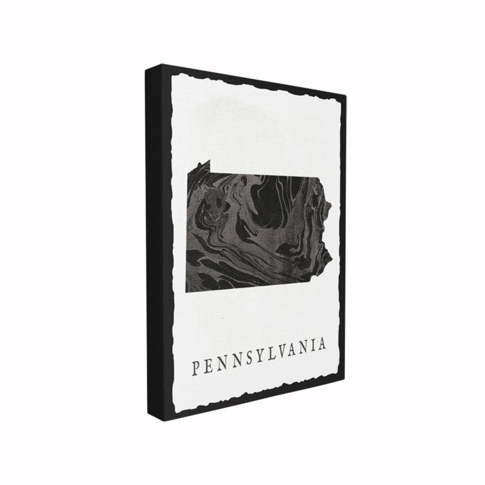 The Stupell Home Decor Collection Black and Grey Marbled Paper Pennsylvania State Silhouette XXL Stretched Canvas Wall Art, 30 x 1.5 x 40