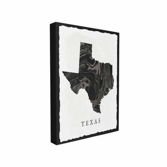 The Stupell Home Decor Collection Black and Grey Marbled Paper Texas State Silhouette Oversized Stretched Canvas Wall Art, 24 x 1.5 x 30