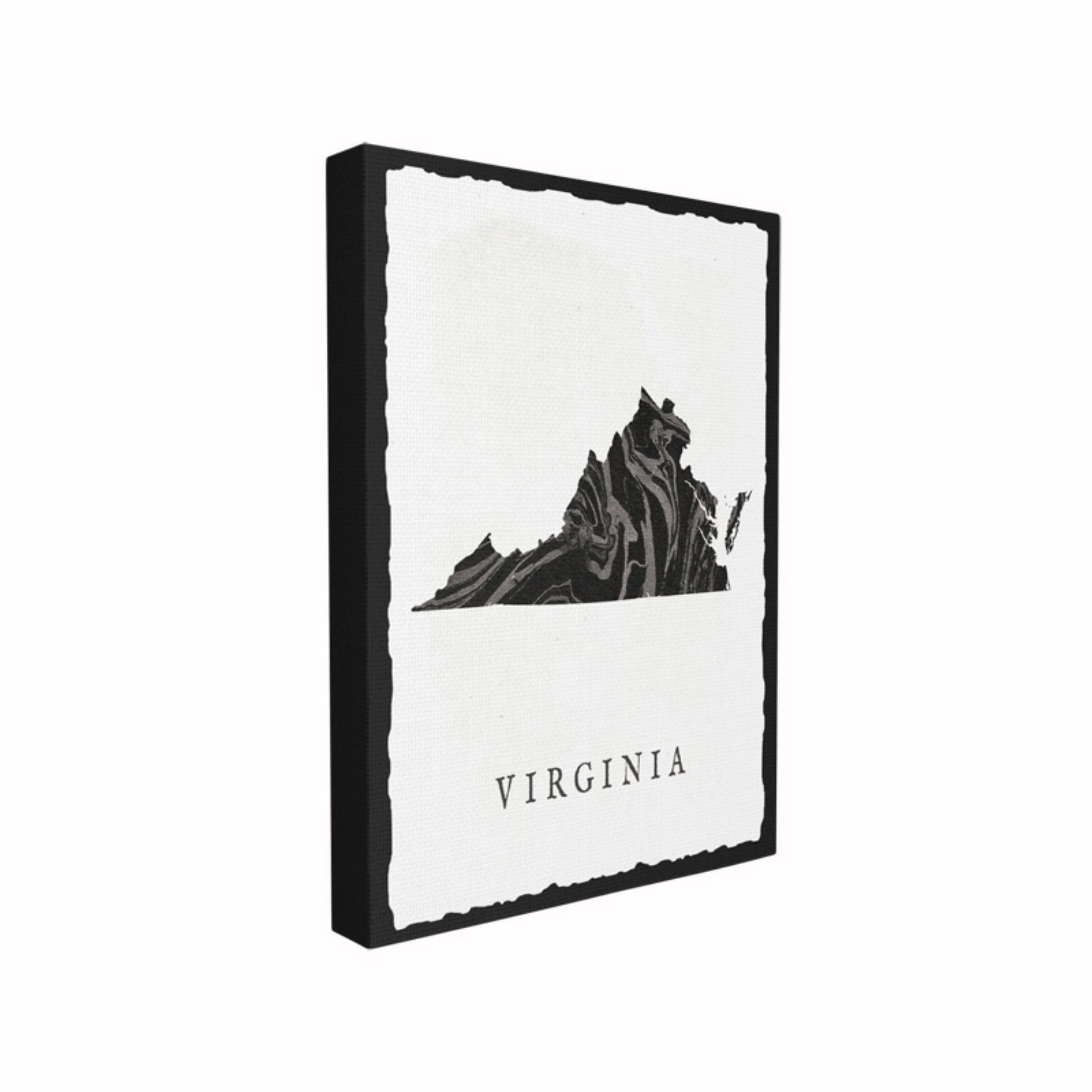 The Stupell Home Decor Collection Black and Grey Marbled Paper Virginia State Silhouette Framed Giclee Texturized Art, 11 x 1.5 x 14
