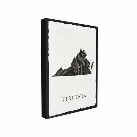 The Stupell Home Decor Collection Black and Grey Marbled Paper Virginia State Silhouette Oversized Stretched Canvas Wall Art, 24 x 1.5 x 30