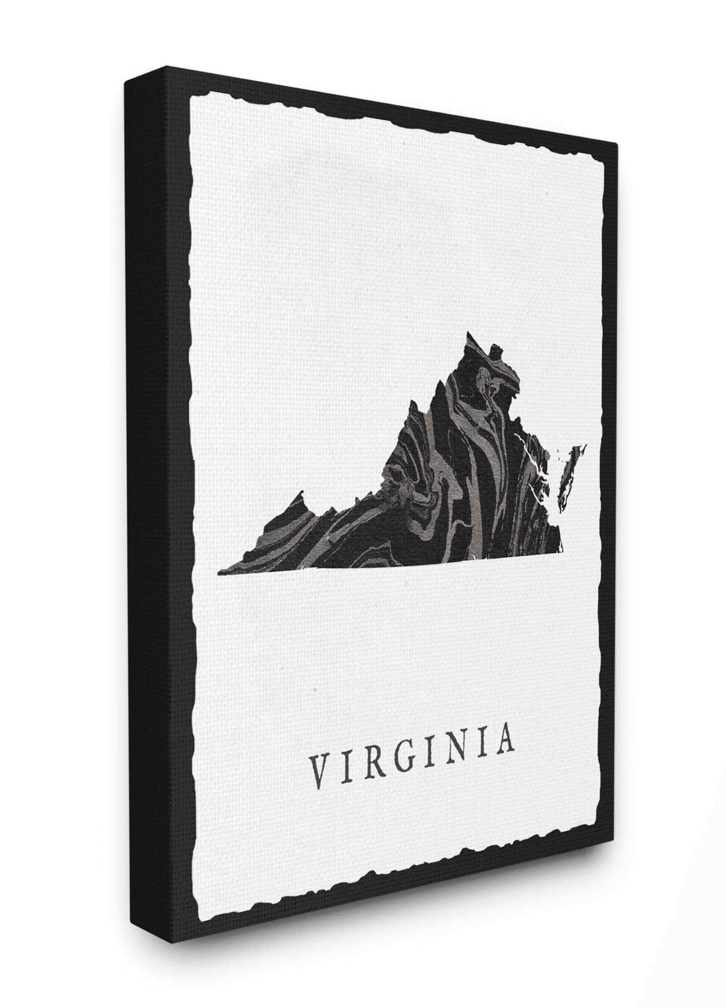 The Stupell Home Decor Collection Black and Grey Marbled Paper Virginia State Silhouette Stretched Canvas Wall Art, 16 x 1.5 x 20