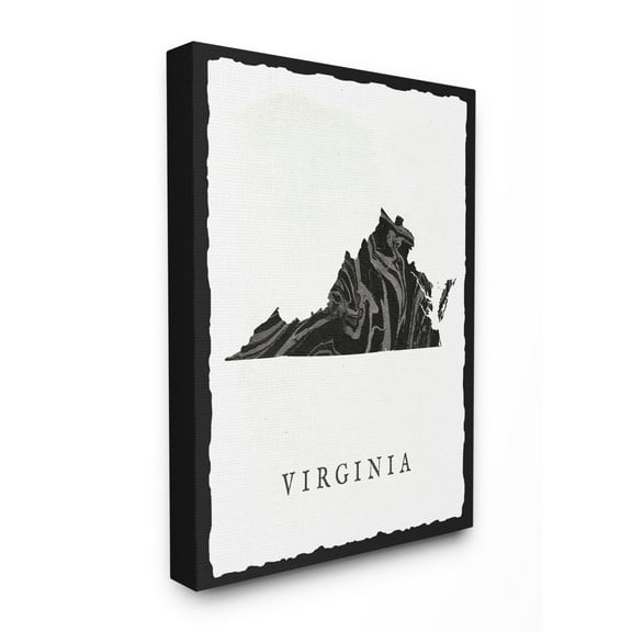 The Stupell Home Decor Collection Black and Grey Marbled Paper Virginia State Silhouette Stretched Canvas Wall Art, 16 x 1.5 x 20
