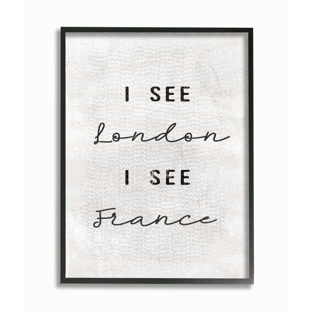 The Stupell Home Decor Collection Black and White I See London I See France Textured Typography Black Framed Giclee Texturized Art