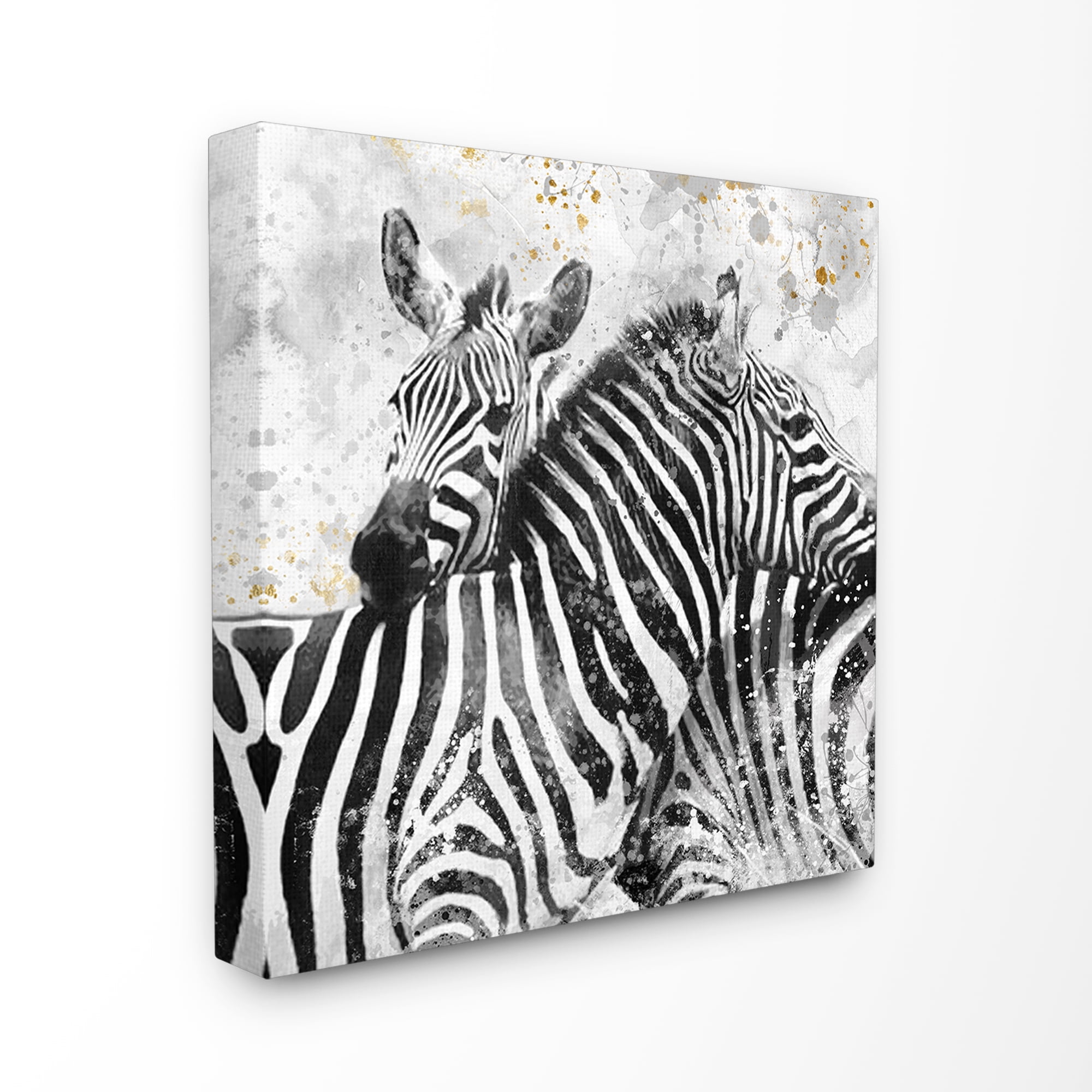 The Stupell Home Decor Collection Black and White Paint Splatter Textural Zebra Oversized Stretched Canvas Wall Art, 24 x 1.5 x 24