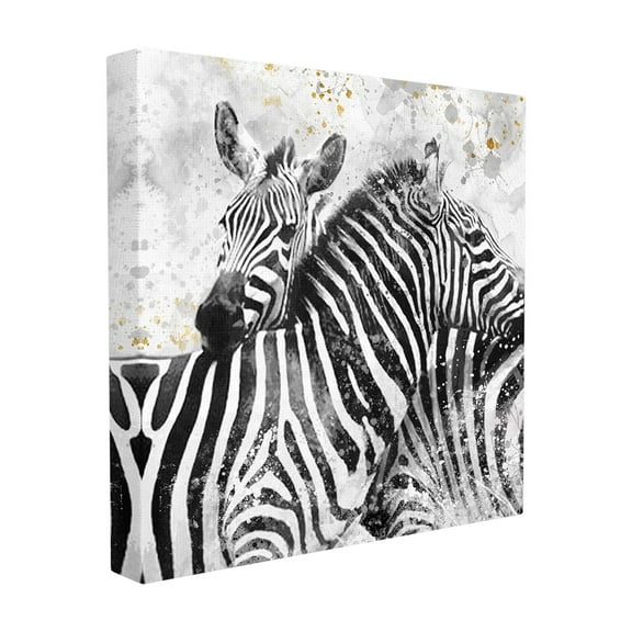The Stupell Home Decor Collection Black and White Paint Splatter Textural Zebra Stretched Canvas Wall Art, 17 x 1.5 x 17