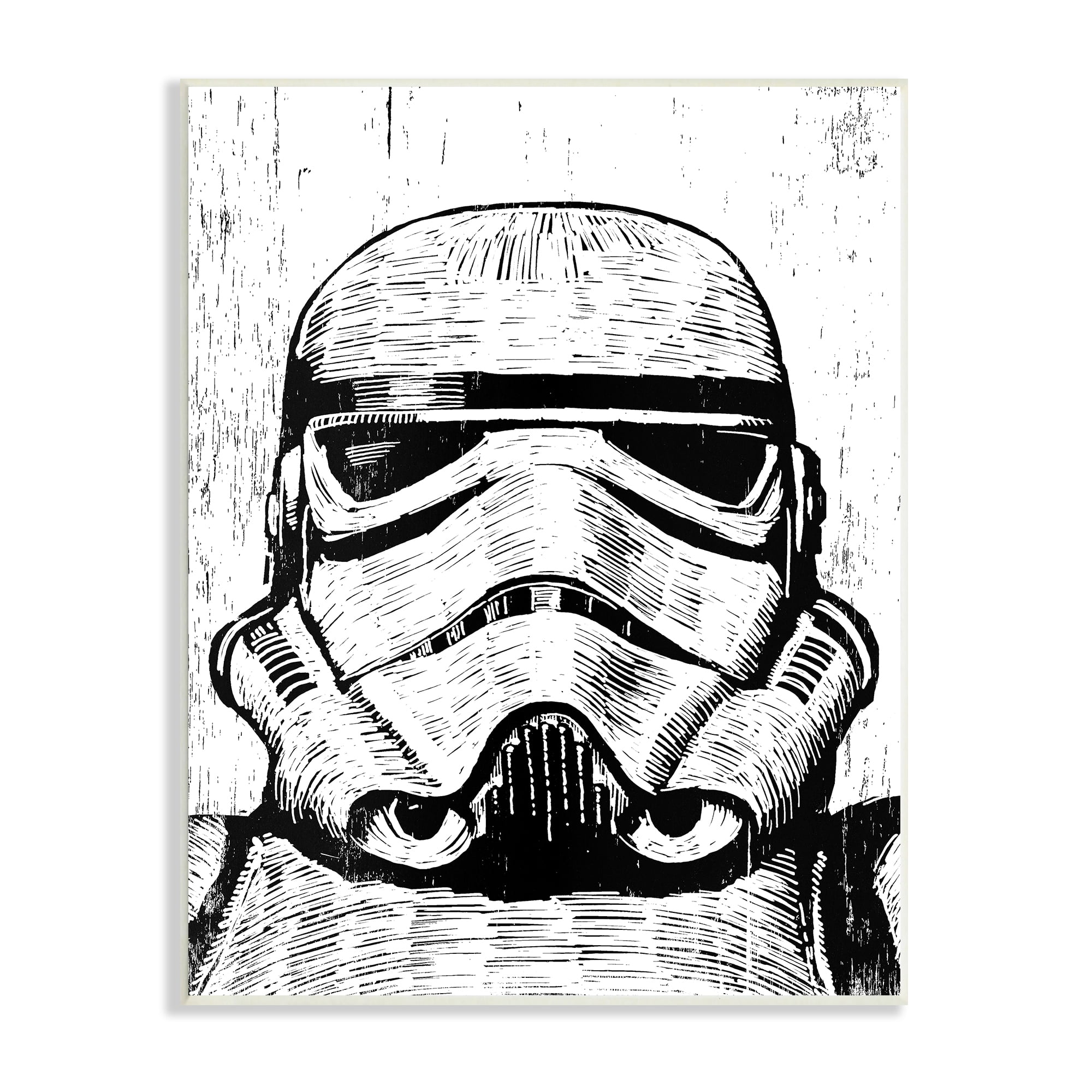 The Stupell Home Decor Collection Black and White Star Wars Stormtrooper Distressed Wood Etching Oversized Wall Plaque Art, 12.5 x 0.5 x 18.5