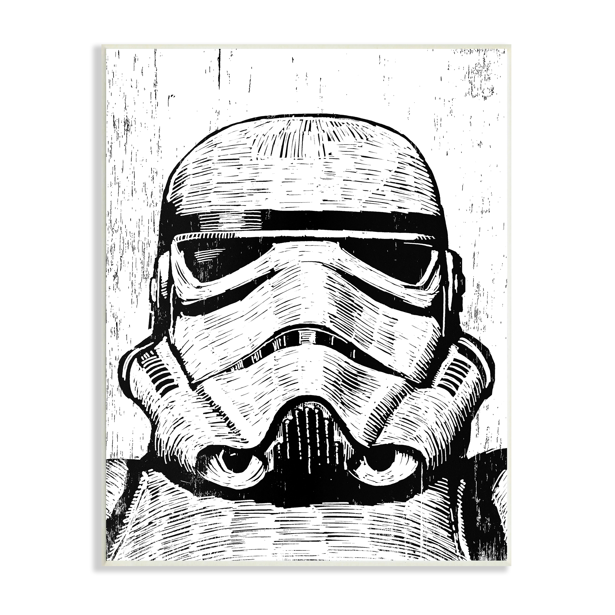 The Stupell Home Decor Collection Black and White Star Wars Stormtrooper Distressed Wood Etching Wall Plaque Art, 10 x 0.5 x 15 - image 1 of 5
