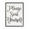 thumbnail image 1 of The Stupell Home Decor Collection Black and White Textured Wood Look Please Seat Yourself Script Typography Black Framed Giclee Texturized Art, 1 of 4