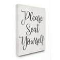 thumbnail image 1 of The Stupell Home Decor Collection Black and White Textured Wood Look Please Seat Yourself Script Typography Canvas Wall Art, 1 of 6