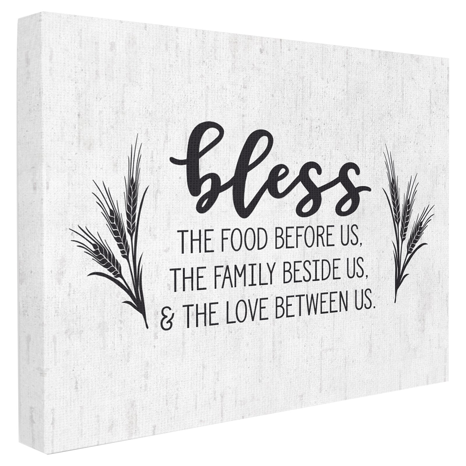 The Stupell Home Decor Collection Bless The Food and Family with Wheat Subtle Birch Typography Oversized Stretched Canvas Wall Art, 24 x 1.5 x 30
