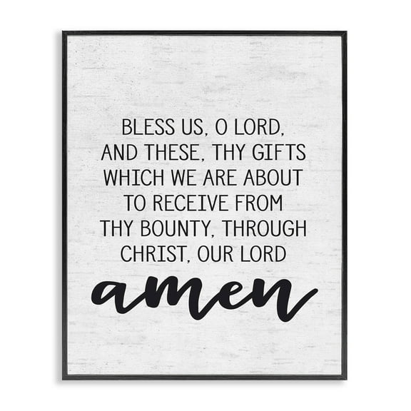 The Stupell Home Decor Collection Bless Us O Lord Before Meal Prayer Subtle Birch Typography Oversized Framed Giclee Texturized Art, 16 x 1.5 x 20