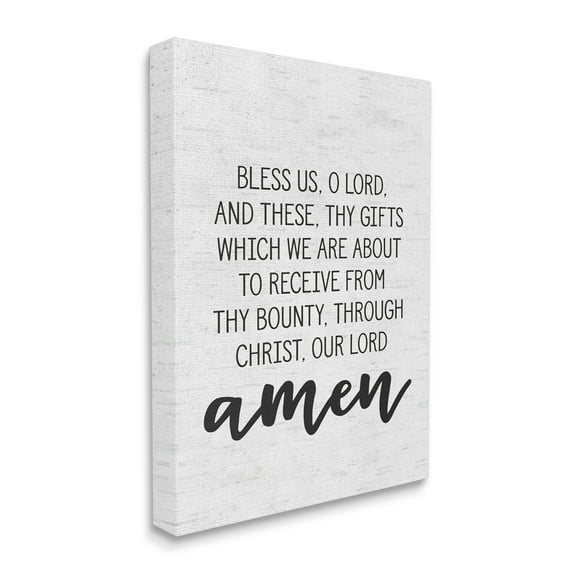 The Stupell Home Decor Collection Bless Us O Lord Before Meal Prayer Subtle Birch Typography XXL Stretched Canvas Wall Art, 30 x 1.5 x 40