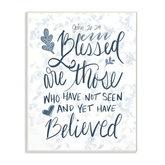 The Stupell Home Decor Collection Blessed Are Those Elegant Navy Blue and White Oversized Wall Plaque Art, 12.5 x 0.5 x 18.5