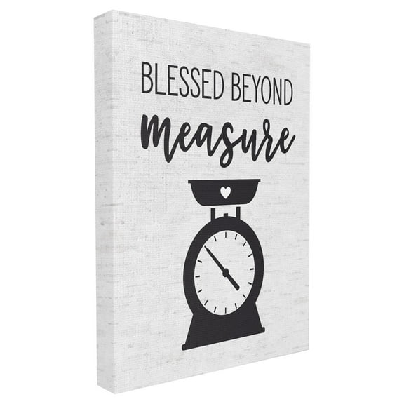 The Stupell Home Decor Collection Blessed Beyond Measure Kitchen Scale Subtle Birch Typography Stretched Canvas Wall Art, 16 x 1.5 x 20