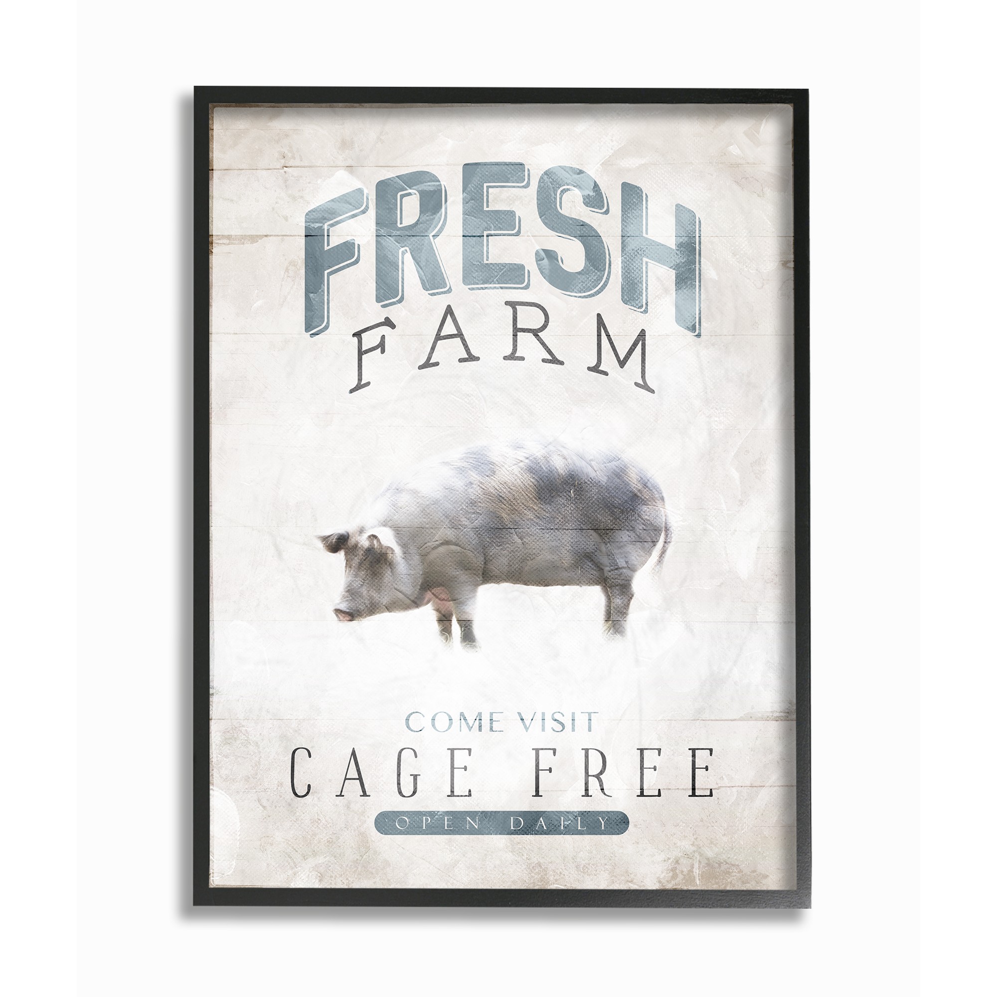The Stupell Home Decor Collection Blue Grey and White Fresh Farm Cage Free Framed Giclee Texturized Art, 11 x 1.5 x 14