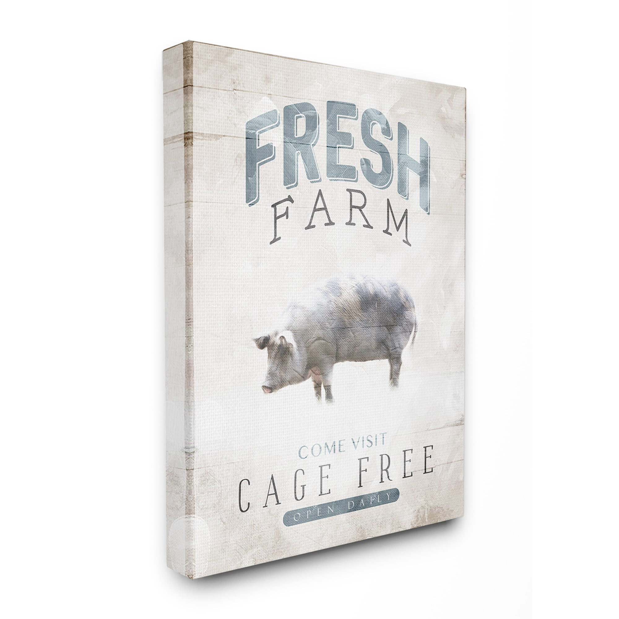 The Stupell Home Decor Collection Blue Grey and White Fresh Farm Cage Free Oversized Stretched Canvas Wall Art, 24 x 1.5 x 30