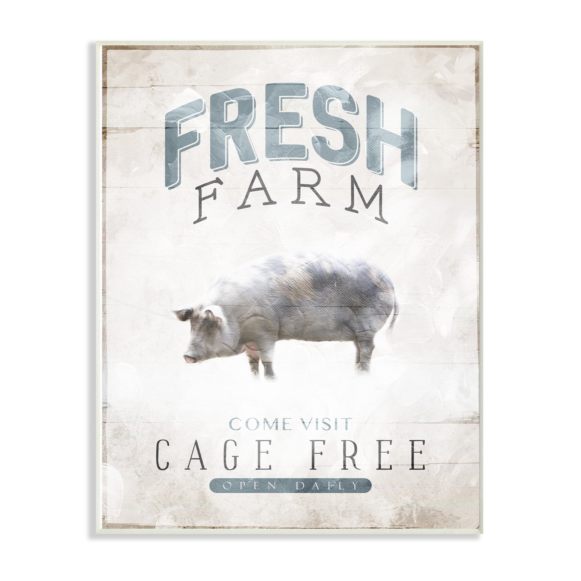 The Stupell Home Decor Collection Blue Grey and White Fresh Farm Cage Free Oversized Wall Plaque Art, 12.5 x 0.5 x 18.5