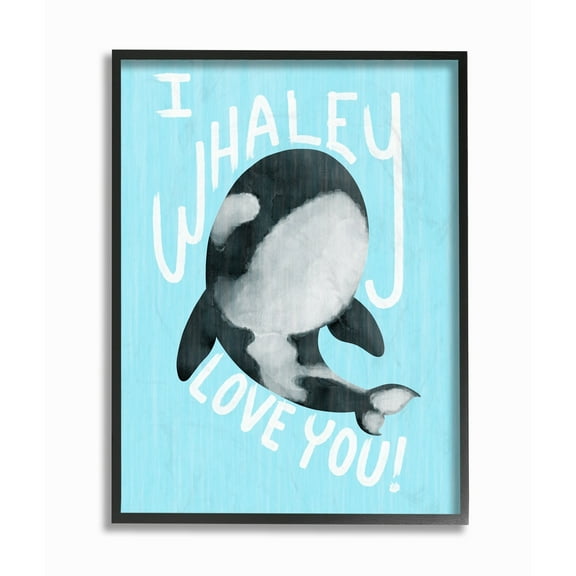 The Stupell Home Decor Collection Blue I Whaley Love You Orca Whale Wall Art