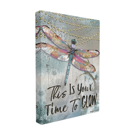 The Stupell Home Decor Collection Blue Lights This Is Your Time To Glow Inspirational Dragonfly Wall Plaque Art, 10 x 0.5 x 15