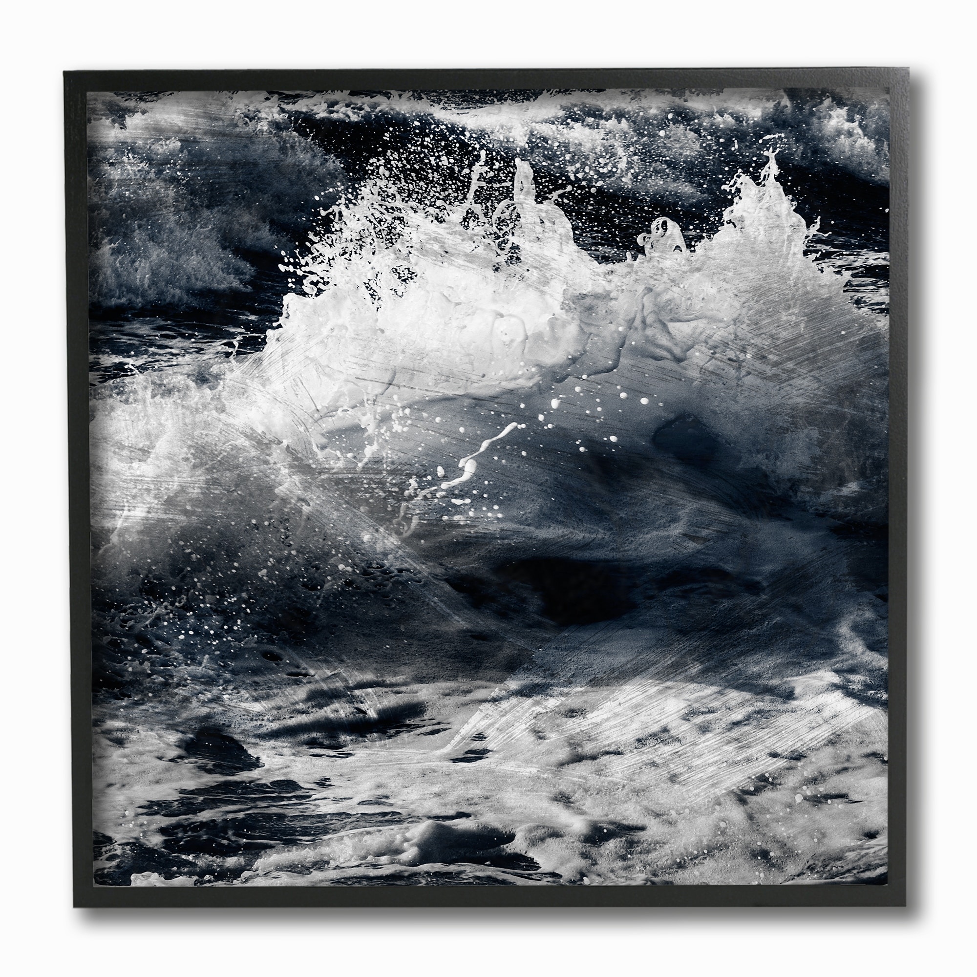 The Stupell Home Decor Collection Blue Ocean Waves Distressed Surface Framed Giclee Texturized Art, 12 x 1.5 x 12
