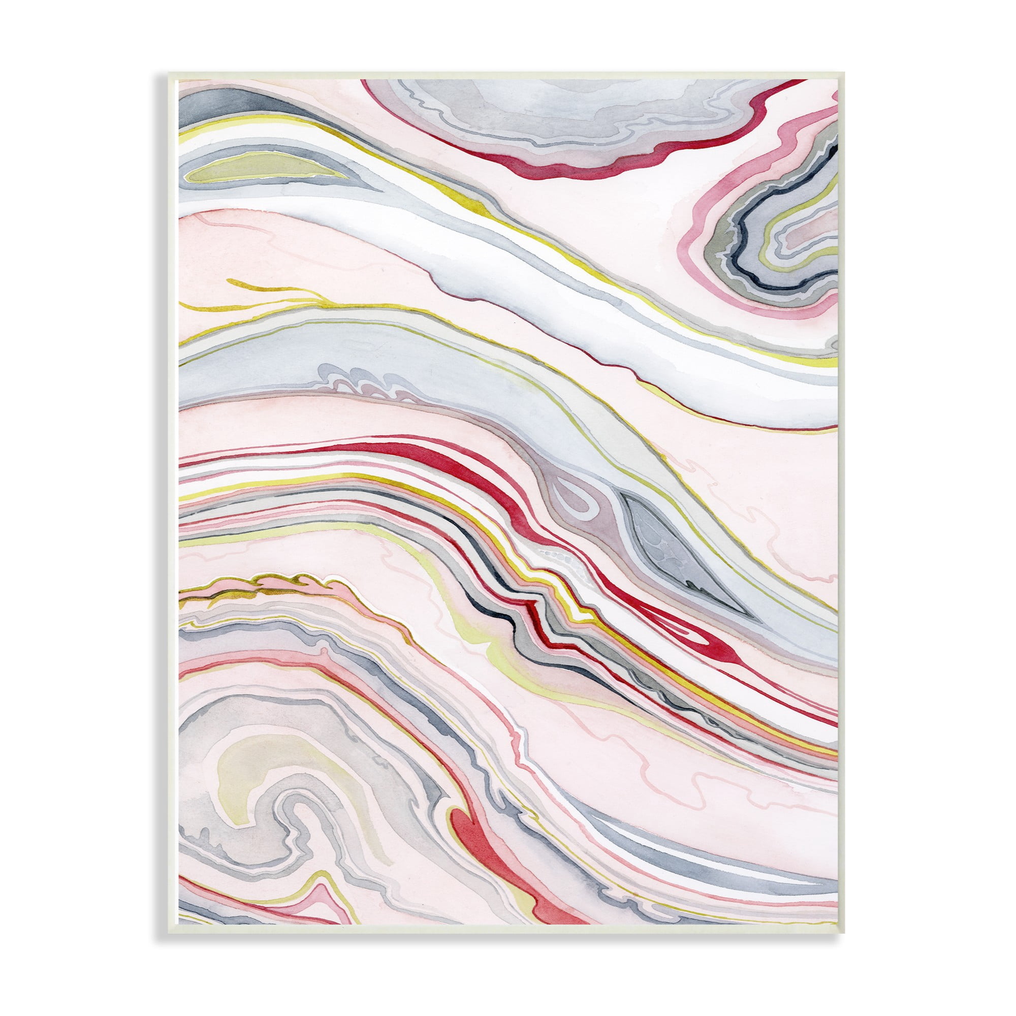 The Stupell Home Decor Collection Blue Pink Red Green Watercolor Marbling Abstract Oversized Wall Plaque Art, 12.5 x 0.5 x 18.5