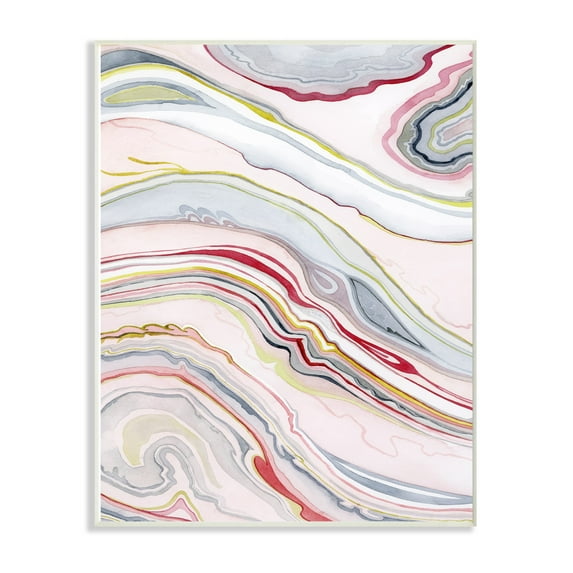 The Stupell Home Decor Collection Blue Pink Red Green Watercolor Marbling Abstract Wall Plaque Art, 10 x 0.5 x 15